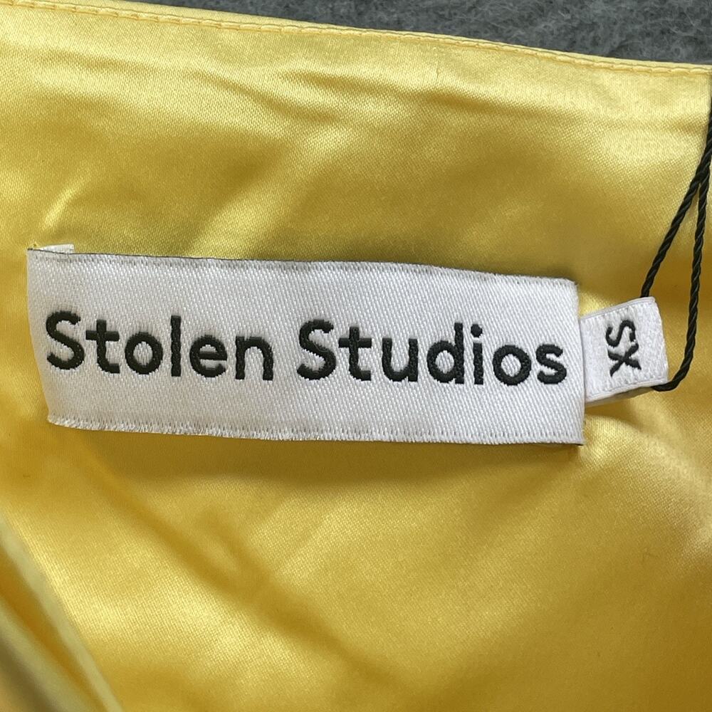 NWT Stolen Studios 3 Carats Bustier Yellow Gold Satin Cut Out Wrap Top XS Drape - Picture 3 of 10